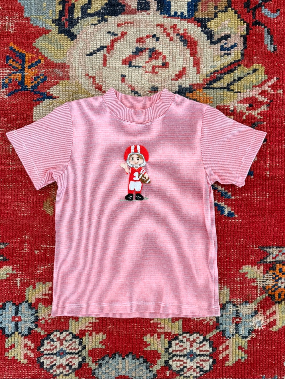 Kids' Pink Short-Sleeve Tee with Football Player Appliqué